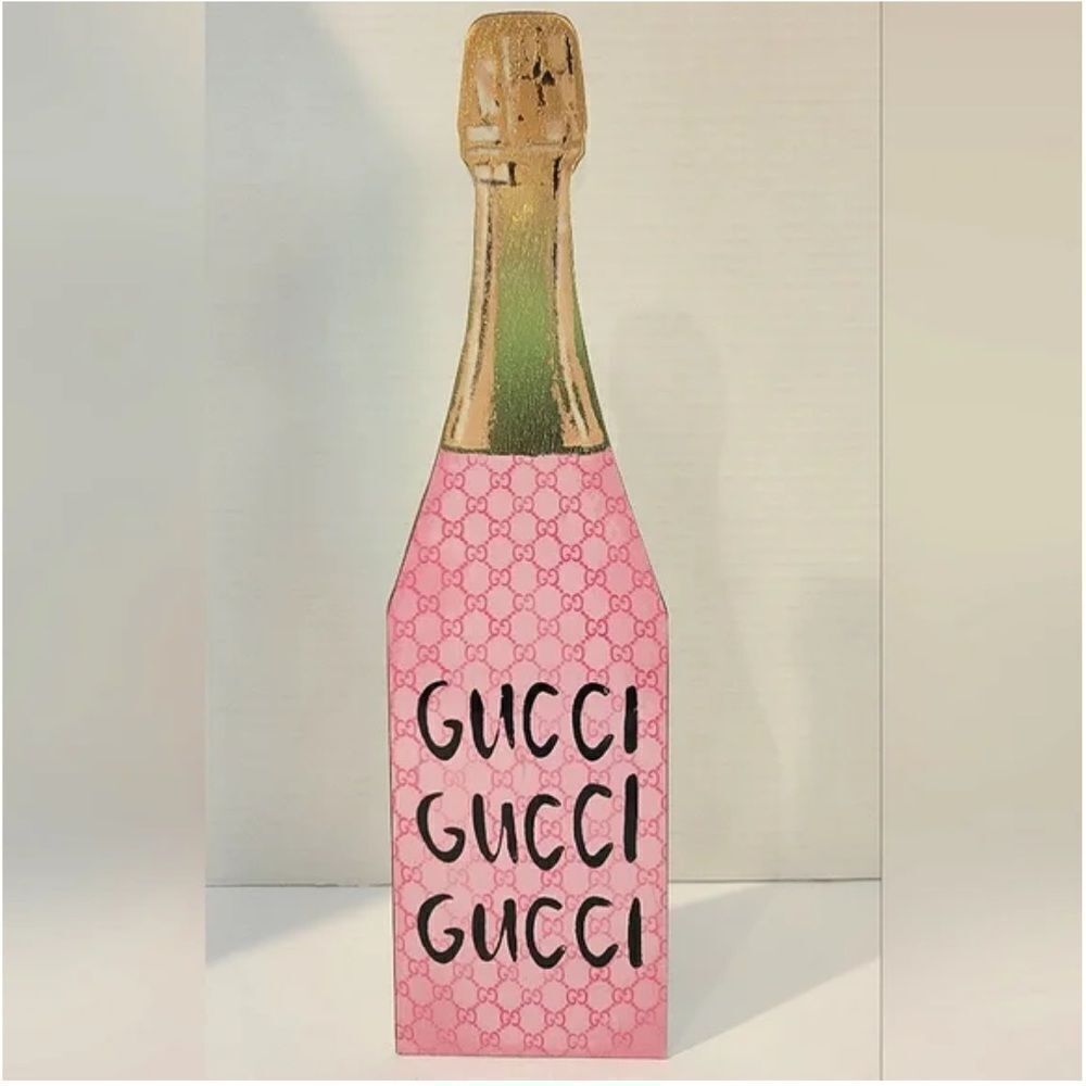 Gucci Pink Champagne Bottle Decor